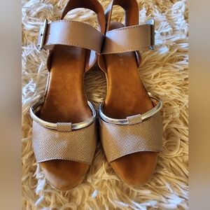 Eric Michael Espadrille Beige and Silver Sandal